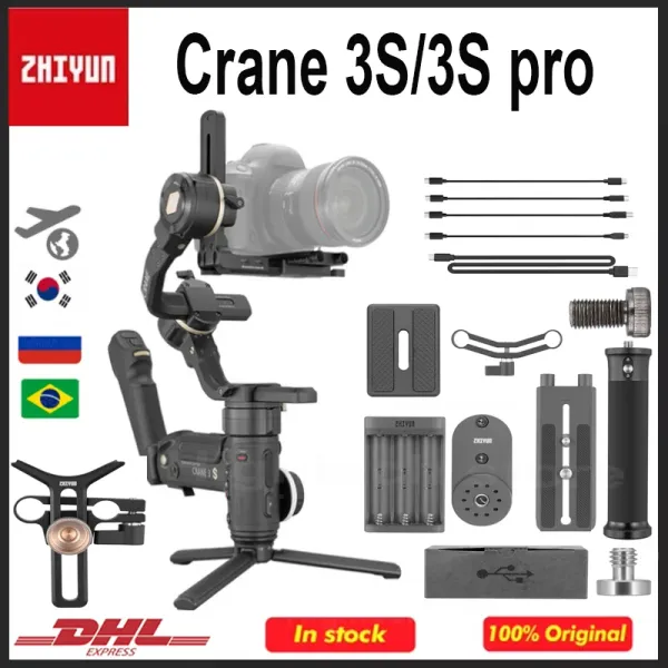 Cabeças Zhiyun Crane Official 3S 3AXIS Câmera Gimbal Handheld Stabilizer Suporte