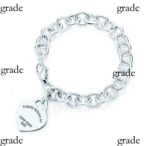 Bracciale Tiffancy Designer Classico Tiffanybracelet S925 Ciondolo in argento sterling a doppia piastra con colla a goccia Bracciale a cuore placcato diamante Tiffanyset Fashion 110