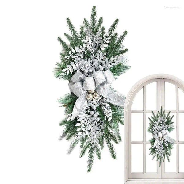 Декоративные цветы для лестницы Swag, рождественские искусственные цветы с бантом, декор для лестницы, окна, дерева, сада, стены, крыльца