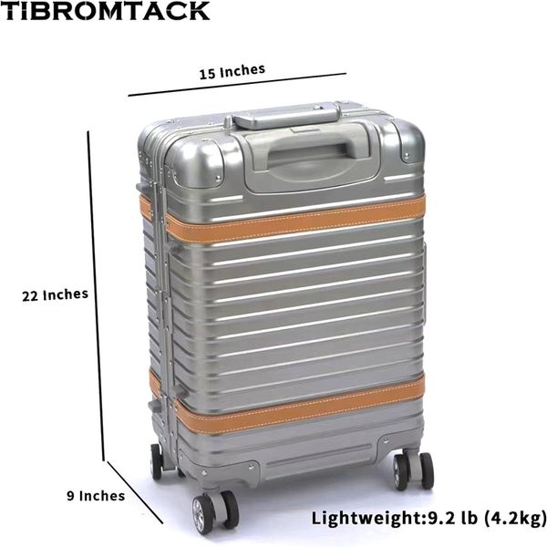 Titanium auf Gepäckfluggesellschaft zugelassen 20 Zoll Koffer mit Rädern Luxusmetallspinner Räder Titan Metal Hard Shell mit TSA Lock