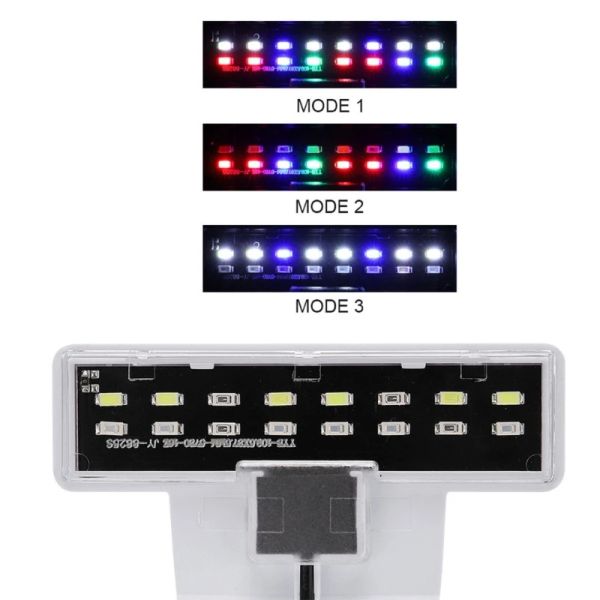 Beleuchtung für Aquarien, Clip-on-Lichtklemme, Aquariumbeleuchtung, 16 LED-Perlen, Licht, 7/5 W, Wandstärke 0,2 Zoll, 10 cm, 45 cm, Pflanzentanks