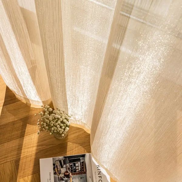 Tende Nostalgia Scintillanti tende in tulle bianco per soggiorno Voile Tende trasparenti per camera da letto Trattamento per finestre Tende Tende Decor