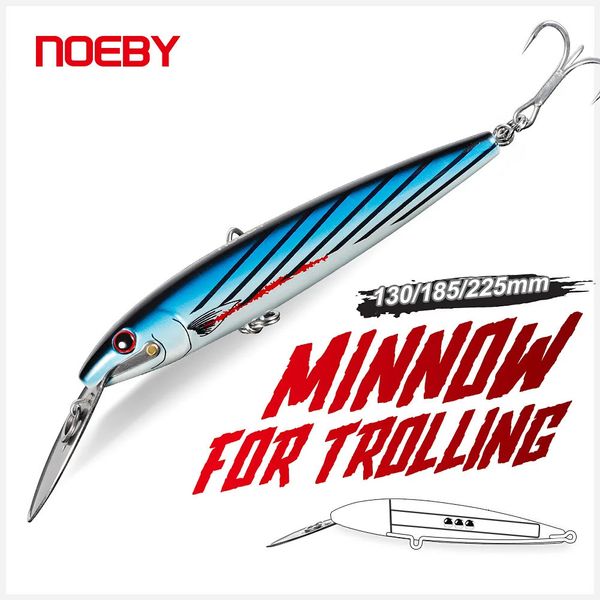 NOEBY Trolling Minnow Fishing Lure 130mm 33g 185mm 60g 225mm 76g Wobblers Esca dura artificiale Esche da pesca in barca con acqua salata 240312