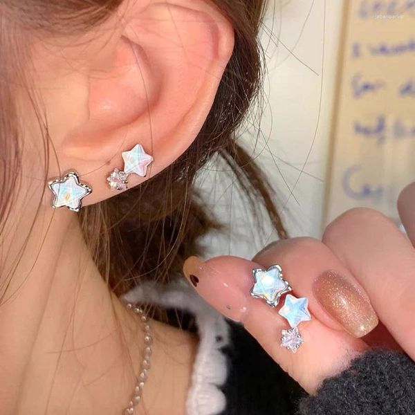 Ohrstecker Y2K Korean Blue Pentagram Star Für Frauen Kristall Zirkon Süße Schmetterling Ohrring Mädchen Hochzeit Schmuck Geschenk