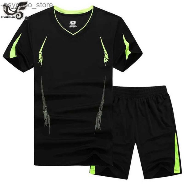 Männer Trainingsanzüge Plus Größe 7XL 8XL 9XL Sommer Freizeit Kurzarm Athletic Wear Herren Fitness Lauf Sweatshirt + Hosen Athletic Set Q240314