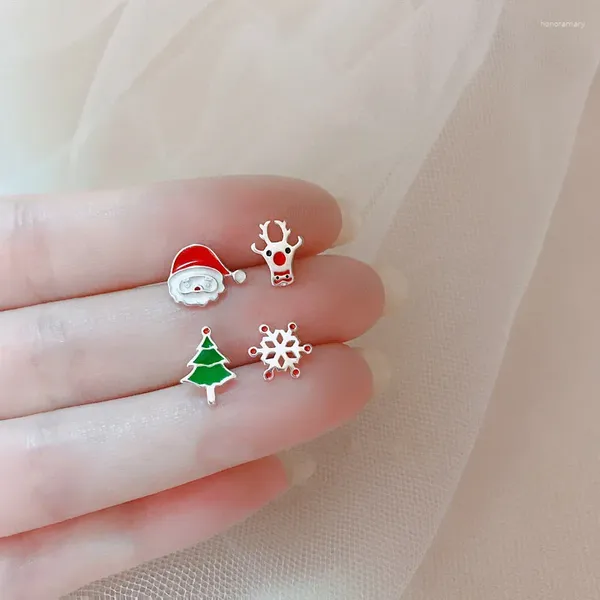 Brincos de parafuso prisioneiro requintado santa elk eearrings para mulheres bonito acrílico boneco de neve floco de neve árvore panda orelha festa de natal jóias acessórios