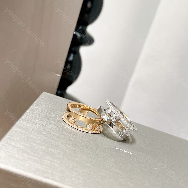 Anello di design Moda Tre anelli di pietra Regali di nozze Amore Lusso Brillanti anelli di diamanti Moda Donna Gioielli di alta qualità Non tramonterà mai Taglia 678 Con scatola -7