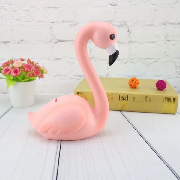 Caixas 1 pc flamingo caixa de dinheiro cofrinho resina moeda dispensador cofrinho crianças brinquedo presente rosa decoração de casa acessórios mo 002