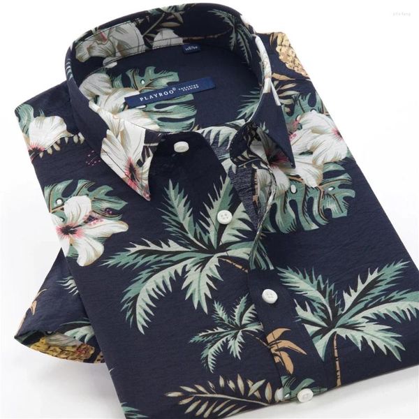 Camisas casuais masculinas verão 2024 camisa floral plus size 6xl 7xl 8xl 10xl moda havaiana manga curta roupas de marca masculina