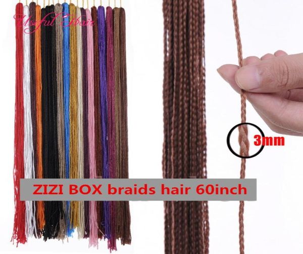 Moda 60 polegadas longo ZIZi tranças de crochê cabelo sintético trança de cabelo micro caixa tranças extensões de cabelo de crochê marley para preto wom8007107