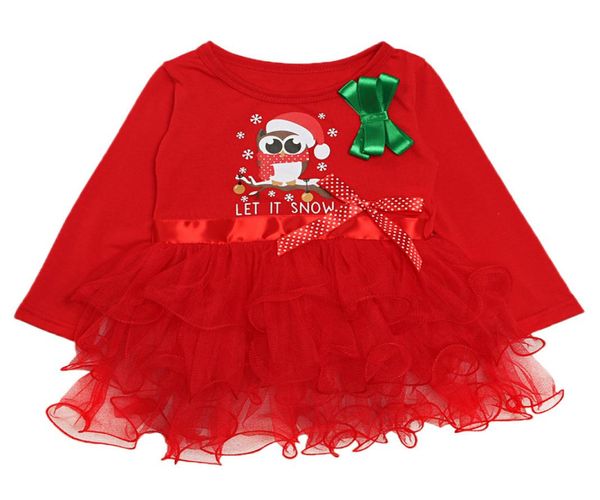 Bebê meninas natal rendas tutu vestido crianças coruja vestidos de princesa outono moda boutique natal roupas infantis c55103698853