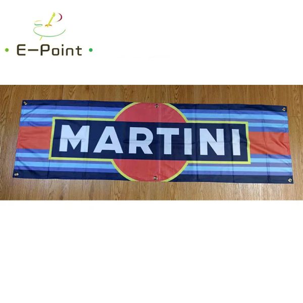 Acessórios 130gsm 150d Material Martini Racing Car Banner de 1,5ft*5ft (45*150cm) Tamanho da bandeira da casa Decoração externa interior YHX016