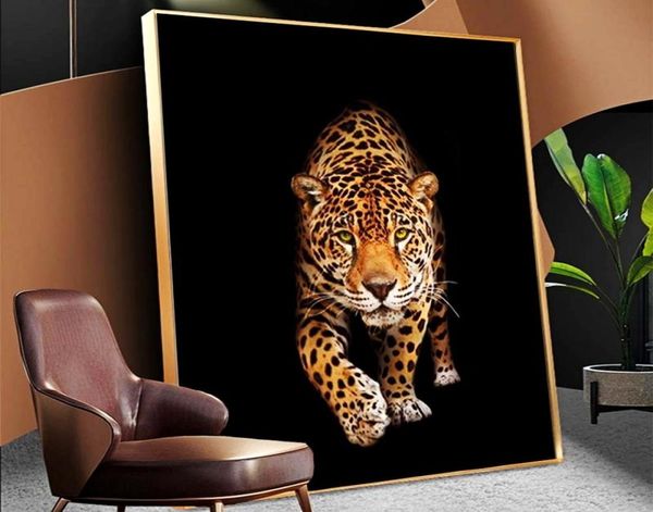 Pinturas em tela de leopardo selvagem na parede, animais selvagens, pôsteres e impressões, arte de parede, quadros, imagens para decoração de casa, sala de estar 5158778