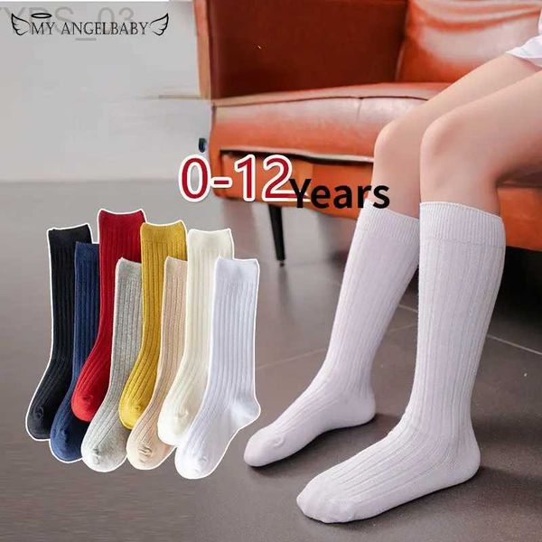 Kindersocken 8 Farben Neue Feste Baby Jungen Mädchen Kniehohe Lange Socken Baumwolle Atmungsaktive Streifen Weiche Kinder Socke Kinder Schuluniform Socken YQ240314