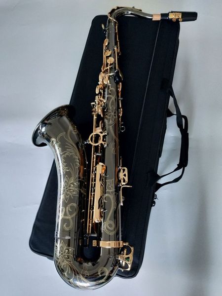 Professionelles Tenorsaxophon mit hervorragender Leistung, Bb Flat Tune, beste Qualität, Schwarzgold T-W037 Tenorsaxophon