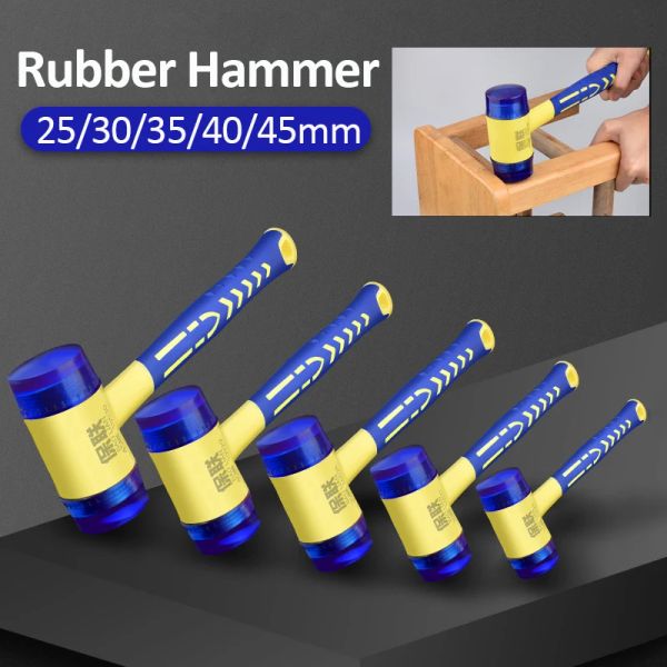 Hammer 25/30/35/40/45 mm Gummihammer, doppelseitiger Nylonhammer für Arbeiten, Verglasung, Fenster, mit rundem Kopf und rutschfestem Griff, Heimwerker-Handwerkzeug