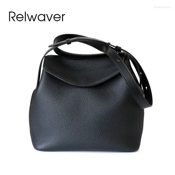 Сумки на плечо Relwaver, женская сумка-мессенджер из натуральной кожи, модная сумка 2024, весна-лето, шикарное универсальное ведро с чехлом