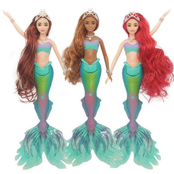 Bambola giocattolo per bambini Nuovo Bambola per bambini capelli lunghi capelli bianchi neri sirena bambola giocattolo per bambini bambola interattiva barbie regali di gioco per bambini fai -da -te e regali di compleanno delle ragazze velocemente