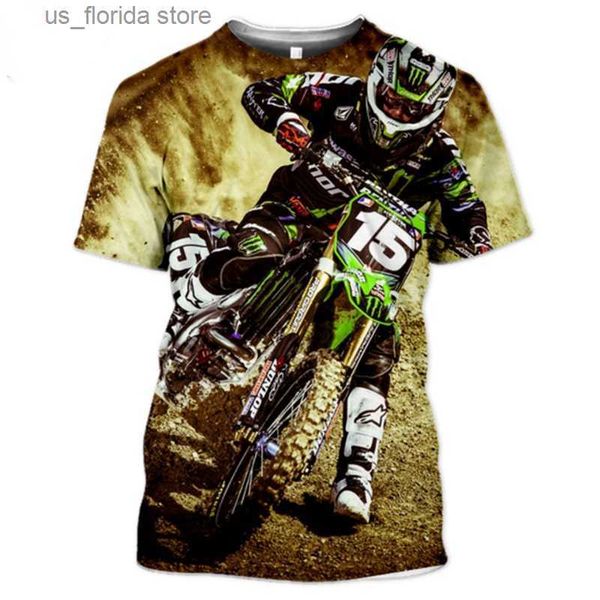 Homens camisetas Verão Gulf Biker T-shirt para homens Roupas Motocross Racing 3D Impresso Tops Cool Girl Casual Curto Slve Moda Strtwear T Y240321