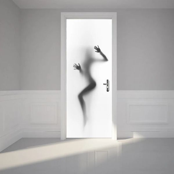 Adesivi Più nuovi 2 pezzi / set 3D Donna sexy Silhouette Porta fai da te Arte murale Adesivi Decorazioni per la casa Adesivo da parete creativo per il bagno Poster artistici