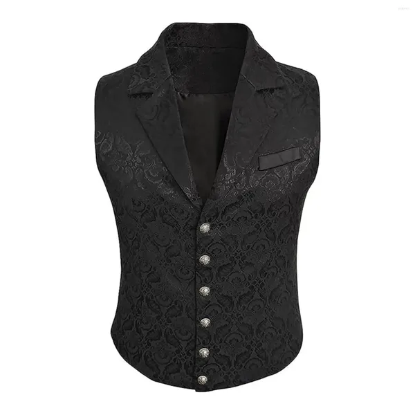 Coletes masculinos Mens Vintage Court Estilo Floral Bordado Colete de Casamento Terno Moda Único Breasted Sem Mangas Culturas Jaquetas