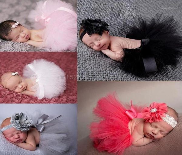 Neues Blumen-Set für Neugeborene, Tutu-Rock und passendes Stirnband, flauschiger Tutu-Rock für Mädchen, Fotografie-Requisiten, Geschenk für die Dusche 16030420