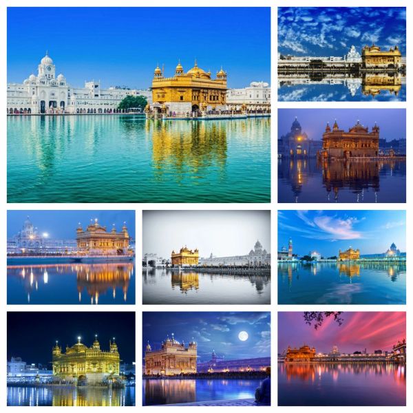 Stitch Goldener Tempel Amritsar Diamant-Kunst-Gemälde-Set, Indien, Sikhismus, Landschaft, Kreuzstich, Stickerei, Bild, Mosaik, Wohnzimmer-Dekoration