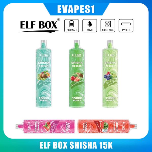 Оригинальный эльф -коробка Shisha 15K Box 14000 Puff Orsosable Vapes Elf Digital 12k Pen E Сигаретная катушка против VAPME Shisha 15K Fumot 12K WASPE 12K BANG KING 15K ЗОПОЙ 16K BIG PUFSS