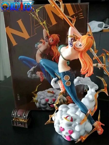 Figuras de brinquedo de ação 28cm One Piece Nami Anime Figuras Gk Estatueta de ação Sexy Modelo Estátua Pvc Brinquedos Boneca Deco Ornamento colecionável Presente de sala de mesa ldd240314