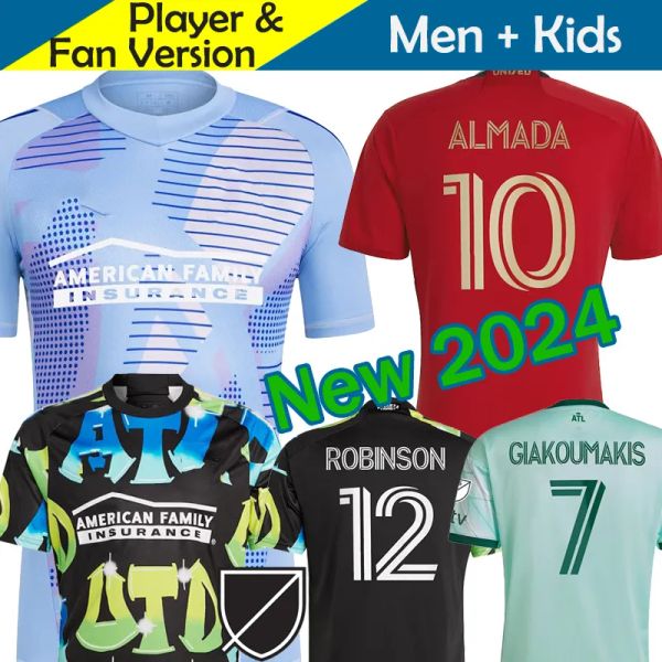 2023 2024 Atlanta Fußballtrikots United FC Heim Auswärts 3. Schwarz Rot Grün Fußballtrikot 23 24 Kurzarm Herren Uniform Mor League ALMADA GIAKOUMAKIS LOBJANIDZE