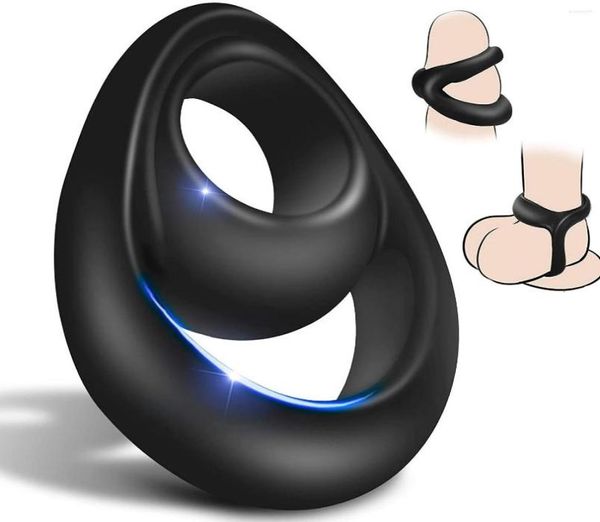 Cockring Cockring Cock Rings Doppio anello del pene Scroto Barella Dick Enlarger Silicone Eiaculazione Ritardo Giocattolo del sesso per gli uomini1308981