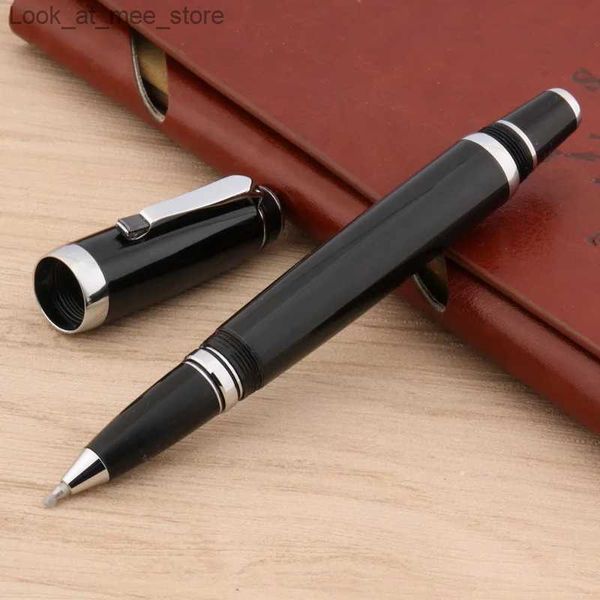 Çeşme kalemleri çeşme kalemleri siyah elmas bükülmüş siyah ofis yazıyor gümüş dekorasyon silindir top kalemi döner metal imza mürekkep kalem kırtasiye Q240314