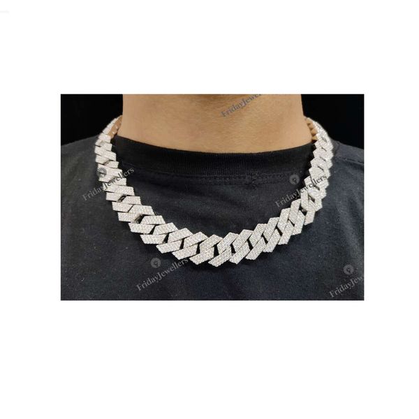 Цена оптовой продажи: ожерелье из нержавеющей стали 16 мм, кубинская цепочка с муассанитом и бриллиантами для мужской праздничной одежды из Индии