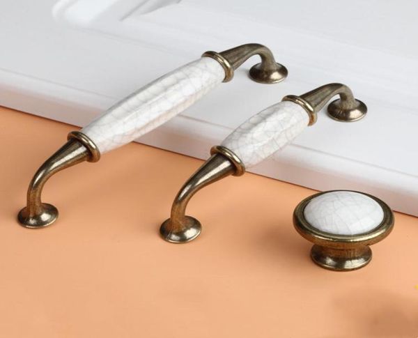 Alças s antigo crack design guarda-roupa botões de porta de mármore cerâmica gaveta do armário estilo europeu móveis ferragem7439220