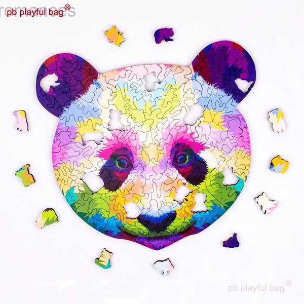 3D-Puzzles PB Playful Bag Holzkiste Panda-Puzzle für Erwachsene Kinder Spielzeug Kinder Lernspiele Holzpuzzles 3D-Dekompressionsgeschenke UG222 240314