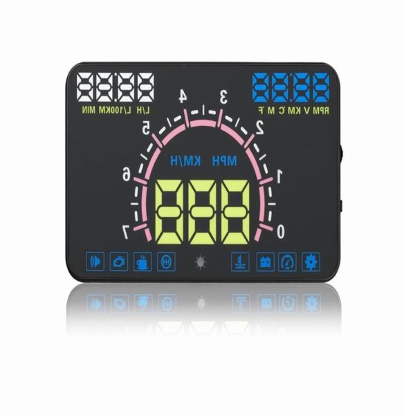 Ultimo Automotive 58quot pollici auto OBD II headup LED OBD display HUD consumo di carburante temperatura dell'acqua codice di errore allarme affaticamento6135877