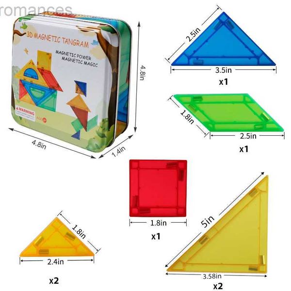 3D Puzzles MAGPLAYER 7PCS 3D Jigsaw Puzzle Brinquedo Tangram Magnético Puzzle Pré-escolar Brinquedos Educativos para Crianças Presentes 240314