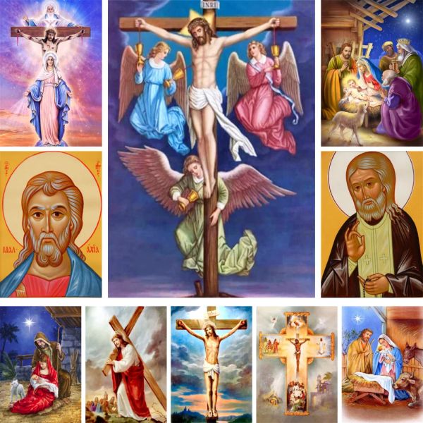 Número a cruz de jesus diy pintura por números pacote tintas acrílicas 40*50 paiting por números decoração de casa artesanato para adultos atacado