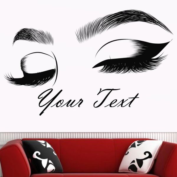 Adesivi Lash Brow Decalcomania da muro Estensione ciglia Salone di bellezza Decor Adesivo Make Up Room Wall Art Cosmetic Beauty Logo Art Poster 2158