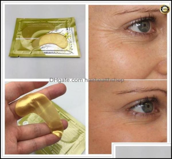 Schlafmasken 2pcsis1pack hochwertige Goldkristall-Kollagen-Augenmaske Eyees unter Eeye Dark Circle Remover Colageno Drop Delive5936710