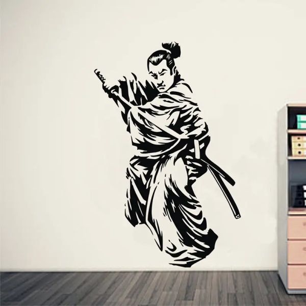 Adesivos de parede kendo japonês ninja poster vinil arte decalques de parede decoração para casa mural kendo samurai decalque