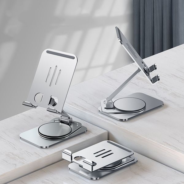 Suporte de metal para celular dobrável, suporte giratório de 360 ° para mesa, suporte para tablet, suporte universal para mesa, suporte preguiçoso para iPhone e iPad