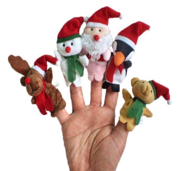 Cartone animato Tema natalizio Burattino da dito Babbo Natale Alce Pupazzo di neve Pinguino Educazione precoce Peluche Interazione genitore-figlio Natale Kid9347014