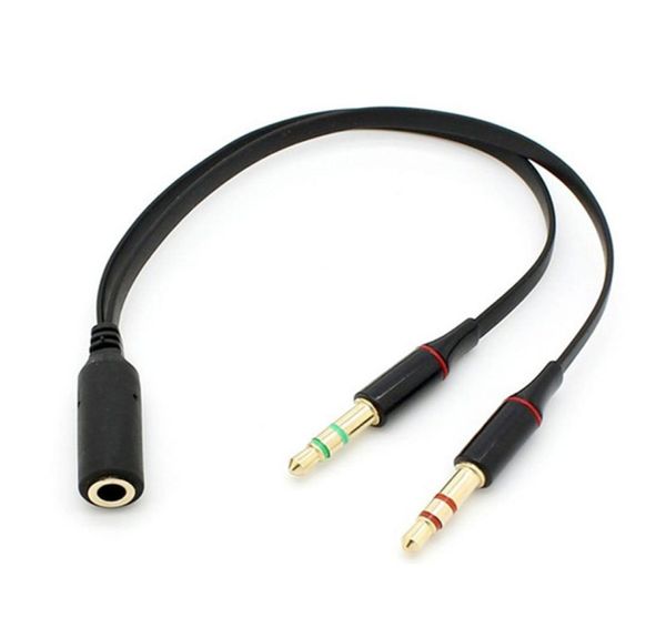 Fone de ouvido 35mm mini jack 1 fêmea para 2 macho fone de ouvido microfone y divisor fone de ouvido computador cabo de áudio8239046