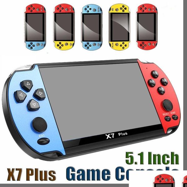 Jogadores de jogos portáteis 8GB X7 Plus Handheld 5.1 polegadas PSP Sn GBA Nes Console de jogos Mp4 Player com câmera TV Out Tf Video Drop Delivery Otbrn