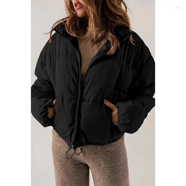 Damen Trenchcoats Dicke Baumwolle 2024 Winter Parka Schwarze Jacken Lange Parkas Mit Kapuze Warme Frauen Maxi Y2k Mäntel