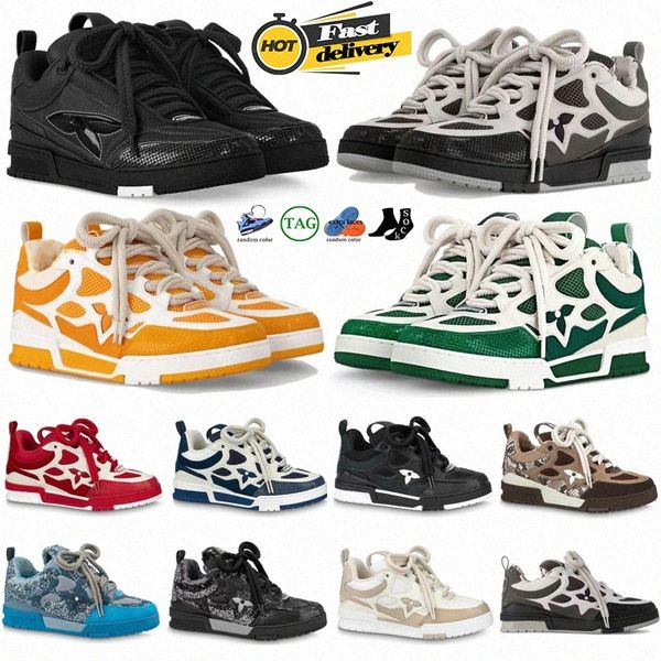 Designer Skate Sapatilhas Virgil Mens Mulheres Sapatos Casuais Bezerro Treinadores Couro Abloh Preto Branco Verde Vermelho Azul Mens Mulheres Overlay0ziv #