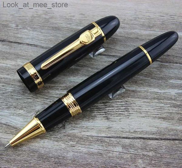 Canetas tinteiro Canetas tinteiro Jinhao 159 caneta esferográfica preta laca dourada guarnição grande pesada Q240314