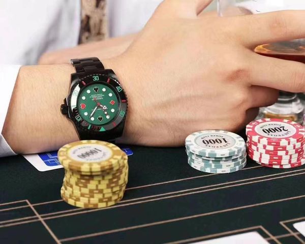 40mm Kişiselleştir Versiyon Dövme Poker Tasarımcısı Blaken Cool DLC Siyah Otomatik Kolluluğu Erkekler Çerçeve Su Geçirmez 116610 Orologio Di Lusso Alt Pub Bilezik