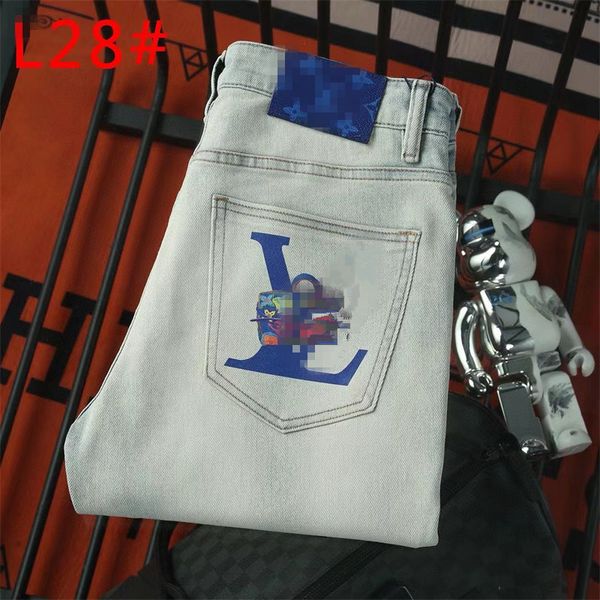 Jeans de grife masculino Jeans Jeans Jean Chao Brand Light Blue Jeans Spring Spring Slim Small reto Bordado Casual Casual Fashion Man Roupas